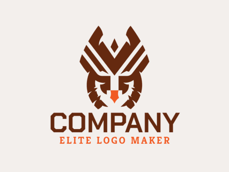 Logotipo com design criativo formando uma coruja com estilo simétrico e cores customizáveis.
