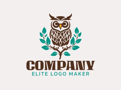 A symmetric owl logo created with shades of green, brown, and orange to capture a natural element.