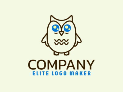 A charming monoline logo featuring an owl, blending serene blue and earthy brown tones.