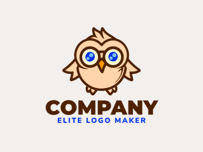 A charming logo featuring a playful owl, blending whimsical blue, brown, and orange hues, perfect for a youthful and imaginative brand.
