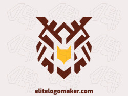 Symmetry logo created with abstract shapes forming an owl head with yellow and brown colors.