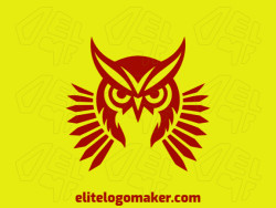 Logo template for sale in the shape of an owl head, the color used was red.