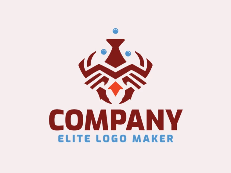 Crear su logotipo en línea con la forma de un búho combinado con un matraz de laboratorio, con colores personalizables y estilo abstracto.