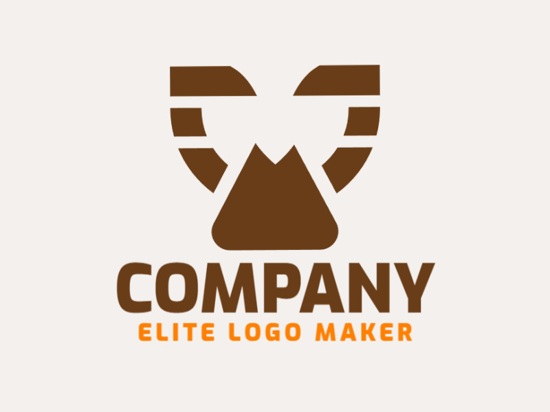 Logo available for sale in the shape of an owl combined with a play icon, with minimalist style and brown color.