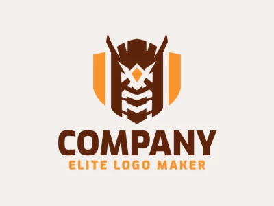 Logotipo com a forma de uma coruja combinado com um escudo, com as cores marrom e laranja, esse logotipo é ideal para diferentes áreas de negócio.