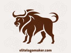 Customizable logo in the shape of an ox composed of an abstract style and brown color.