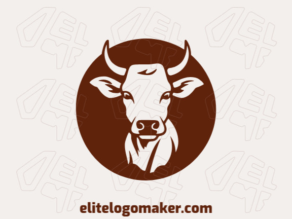 Create your own logo in the shape of an ox with an abstract style and dark brown color.