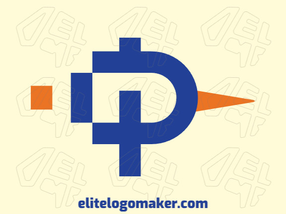 Logotipo simples composto por formas abstratas, formando uma letra "P" combinado com um pássaro, com as cores azul e laranja.