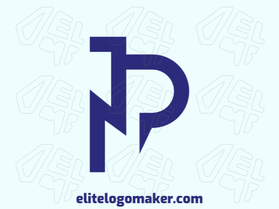 Logotipo vetorial com a forma de uma letra "P" combinado com uma letra "N", com estilo minimalista e cor azul.