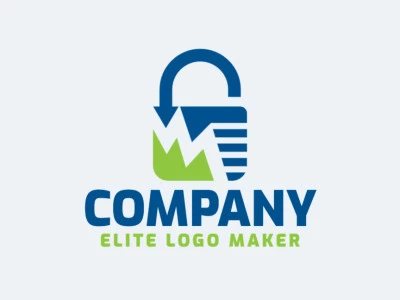 Ideal logo for different businesses in the shape of a padlock combined with a graph, with a minimalist style.