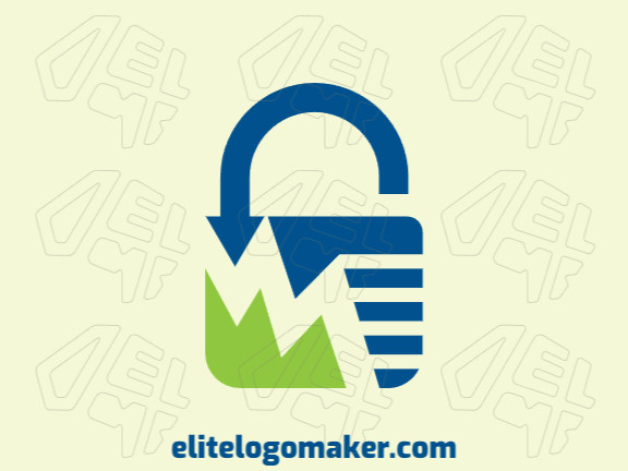 Ideal logo for different businesses in the shape of a padlock combined with a graph, with a minimalist style.