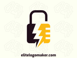Vector logo in the shape of a padlock combined with a lightning bolt with double meaning design.