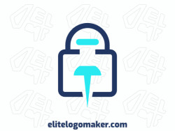 Logo Template in the shape of a padlock combined with a pin, with a simple design.