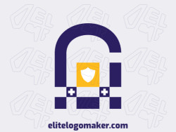 Modern logo in the shape of a padlock combined with a shield, with professional design and minimalist style.