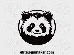 Create a vectorized logo showcasing a contemporary design of a Panda bear and illustrative style, with a touch of sophistication and black color.