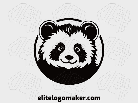 Crie um logotipo vetorizado apresentando um design contemporâneo de um urso panda e estilo ilustrativo, com um toque de sofisticação e cor preto.