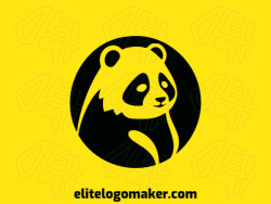 Logo template in the shape of a Panda bear, the color used was black.