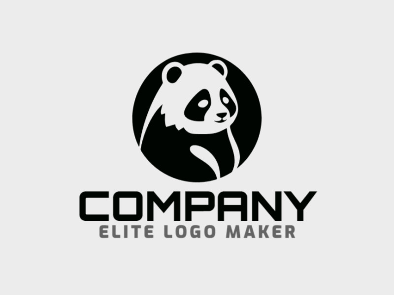 Logo template in the shape of a Panda bear, the color used was black.