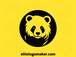 Vector logo in the shape of a Panda bear with a mascot design and black color.