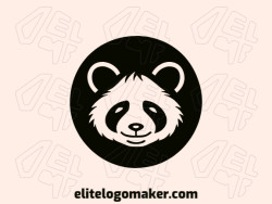 Logotipo criativo com a forma de um urso panda com design memorável e estilo simples, a cor utilizada é preto.