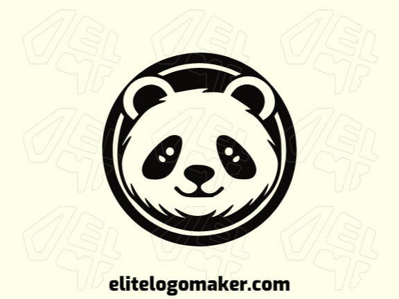Uma imagem pictórica de um panda em preto audacioso, perfeita para um logotipo memorável e icônico.