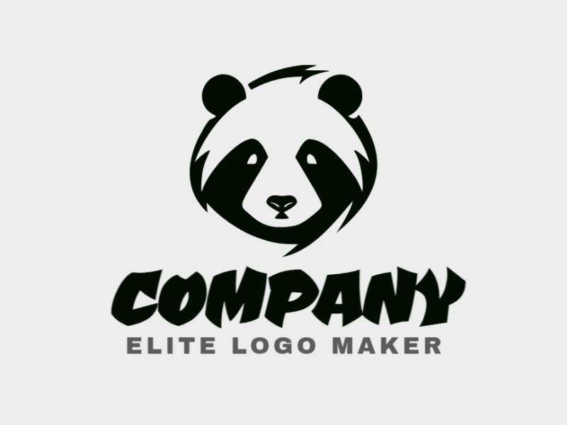 Logotipo mascote criado com formas abstratas formando um urso panda com a cor preto.