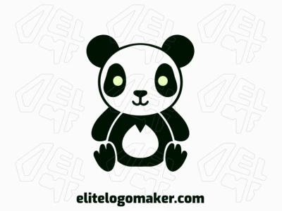 A playful mascot logo featuring a panda bear in green and black, perfect for representing harmony and strength.