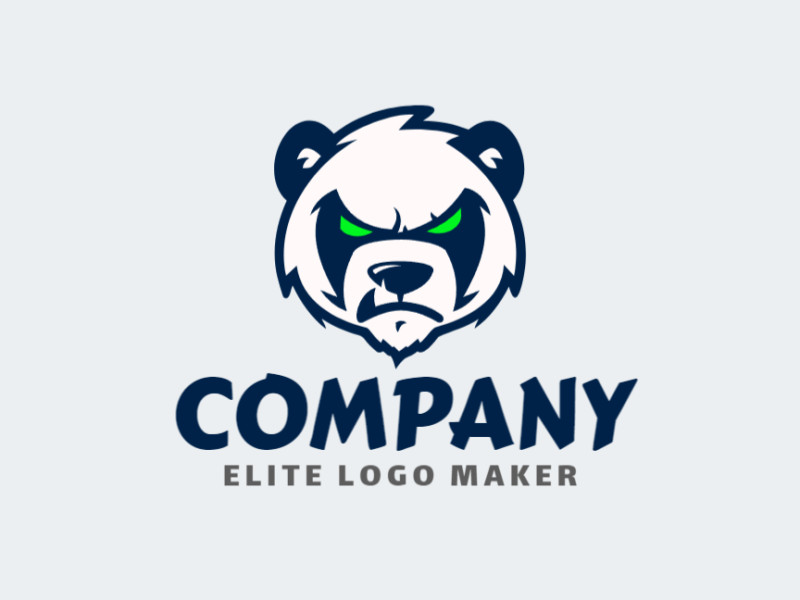 Um logotipo de mascote sofisticado e atraente com um proeminente urso panda, ideal para representar uma marca profissional e criativa.