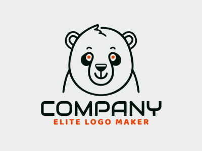 An original, subtle vector logo featuring a panda bear in a monoline style with orange and black colors.