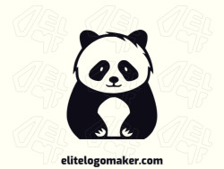 Creative logo in the shape of a panda bear with a refined design and simple style.
