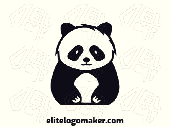 Logotipo criativo com a forma de um urso panda com design refinado e estilo simples.