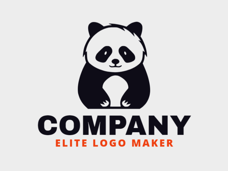 Logotipo criativo com a forma de um urso panda com design refinado e estilo simples.