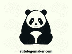 Customizable logo in the shape of a Panda bear with creative design and pictorial style.