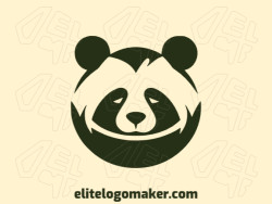 The logo template for sale is in the shape of a panda bear, the color used was black.