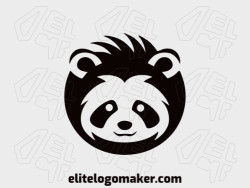 Creative logo in the shape of a Panda bear with a memorable design and minimalist style, the color used is black.