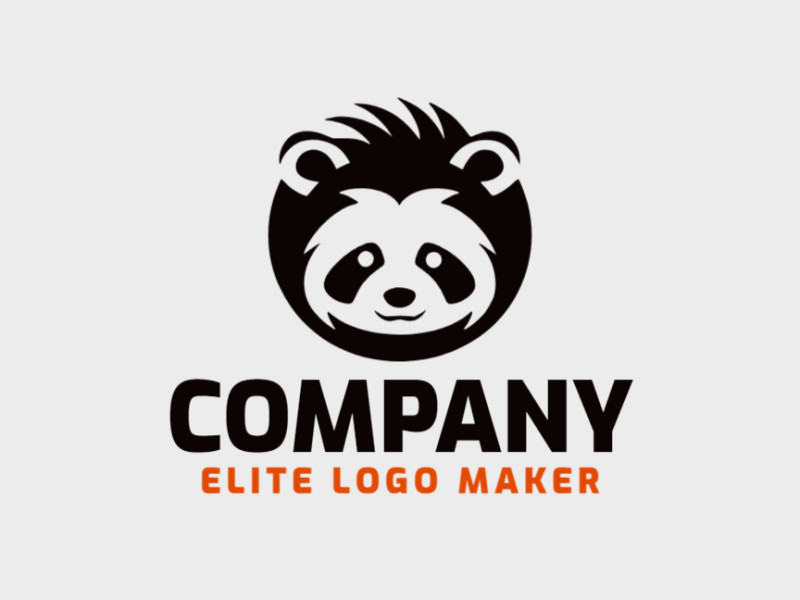 Logotipo criativo com a forma de um urso panda com design memorável e estilo minimalista, a cor utilizada é preto.