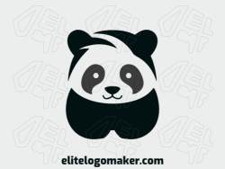 Emblema contemporâneo com um filhote de urso panda, primorosamente trabalhado com uma estética elegante e estilo mascote.
