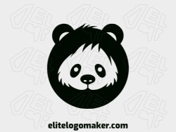 Ideal logo for different businesses in the shape of a panda bear head with an minimalist style.