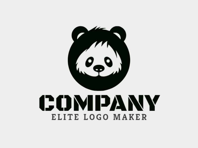 Logotipo ideal para diferentes negócios com a forma de uma cabeça de urso panda com estilo minimalista.