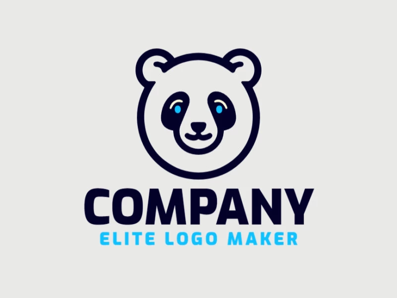 Un logotipo infantil que presenta la cabeza de un oso panda, encantadoramente diseñado con tonos de azul, negro y beige para un aspecto juguetón y entrañable.