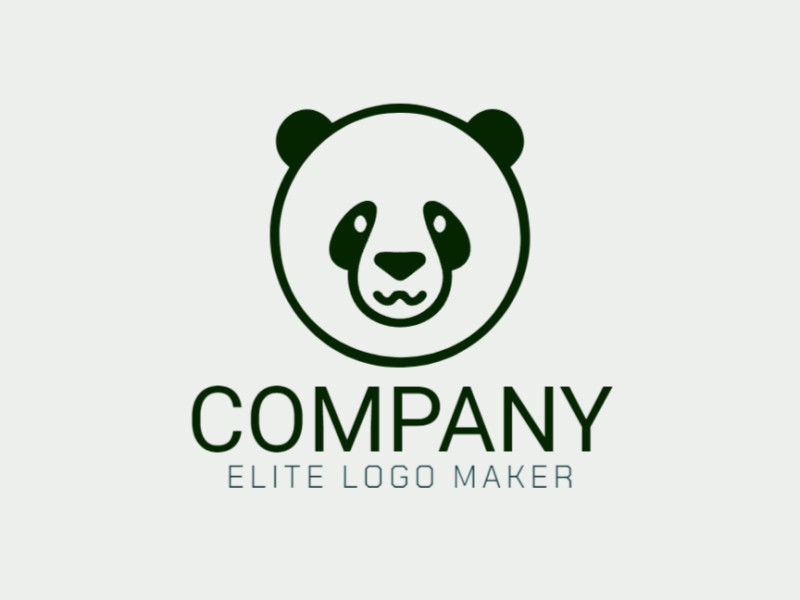 Un elegante y creativo modelo de logo vectorial minimalista que presenta la cabeza de un oso panda en negro, perfecto para una marca elegante.