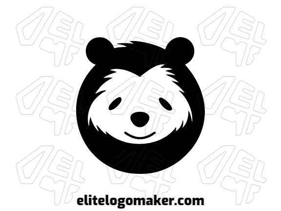 Crie um logotipo para sua empresa com a forma de uma cabeça de urso panda com estilo simples e cor preto.