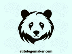 Customizable logo in the shape of a panda bear head with creative design and simple style.