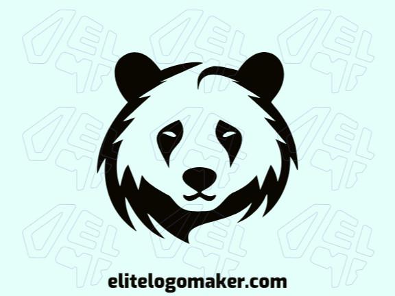 Logotipo customizável com a forma de uma cabeça de urso panda com design criativo e estilo simples.