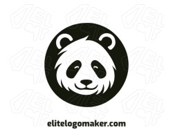 The creative logo is in the shape of a panda bear head with an impressive design and circular style, the color used is black.