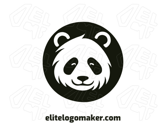 Logotipo criativo com a forma de uma cabeça de urso panda com design memorável e estilo circular, a cor utilizada é preto.