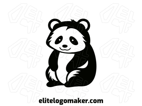 Um logotipo de mascote, exibindo um panda sentado em preto clássico, irradiando fofura e charme.