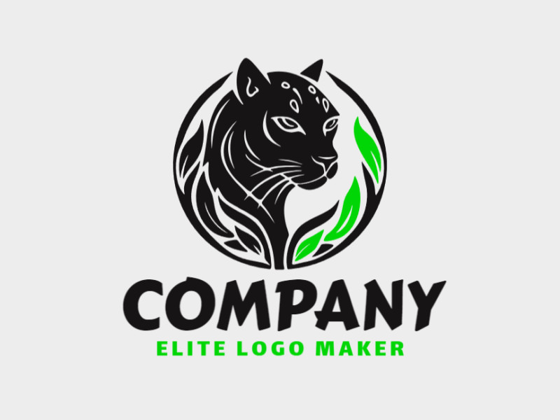 A captivating logo featuring a panther intertwined with leaves, in shades of green and black. The design embodies the grace and prowess of the panther, perfect for businesses seeking a powerful and nature-inspired brand.