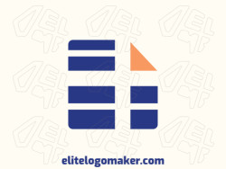 Logo available for sale in the shape of a paper combined with a server, with abstract style with blue and orange colors.