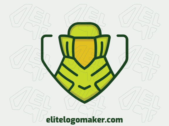 Logotipo vetorial com a forma de um periquito com estilo animal, com as cores verde e amarelo.